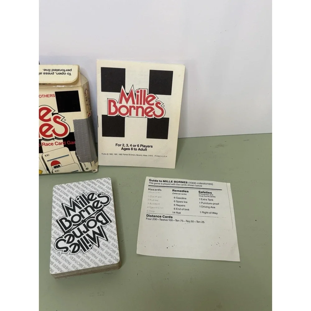 Mille Bornes The French Auto Race Card Game Parker Brothers Complete‎ Set 1982
